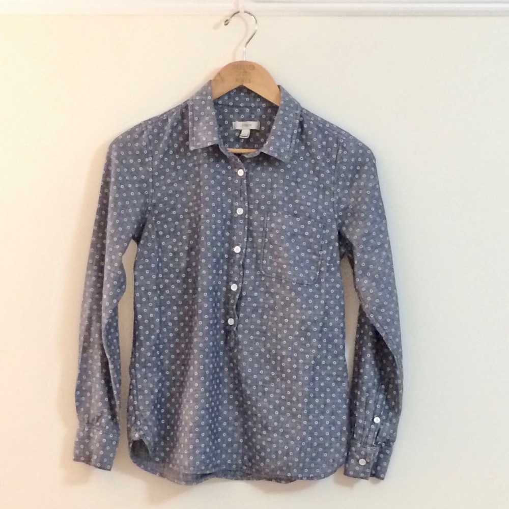 J. Crew chambray circle dot popover - size 4